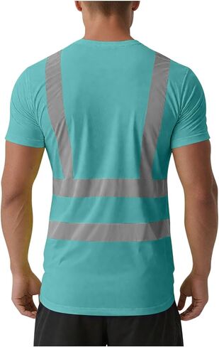 Mens Class 3 قمصان عالية الوضوح Hi Vis Therts Lemency Safety Safety Therts قصيرة الأكمام الجافة السريعة قمم العمل in Kuwait