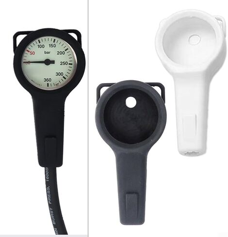 Professional for SCUBA Diving Pressure Gauge Protector for EPDM Rubber Cover With Dual Eyelets For Underwater Equipment Protection 5cm Diameter Pressure Gauge Case White Black(Black) in Saudi Arabia