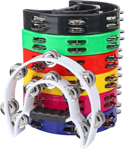 7 Pack 9 "Half Moon Half Handheld Tampourine ، Musical Musical Musical Musical ، Double Row -Row ، Found Music Rhythm Forme for البالغين ، الحفلات الموسيقية ، الرقصات ، عروض الأوركسترا (9 بوصات) in Saudi Arabia
