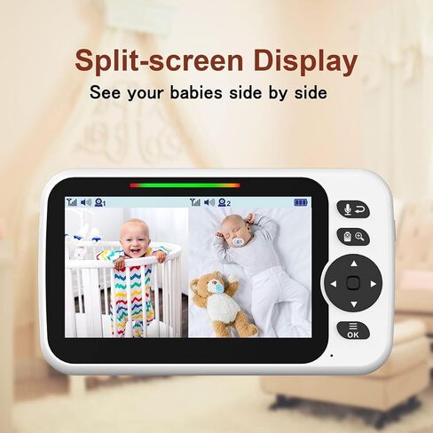 Upgrade Video Baby Monitor with Camera and Audio 6" Large Screen, 35-Hrs Battery, No WiFi Baby Monitor, Remote Pan/Tilt/Zoom Camera, 2-Way Talk, Night Vision, Temperature, 1000ft Range in Saudi Arabia