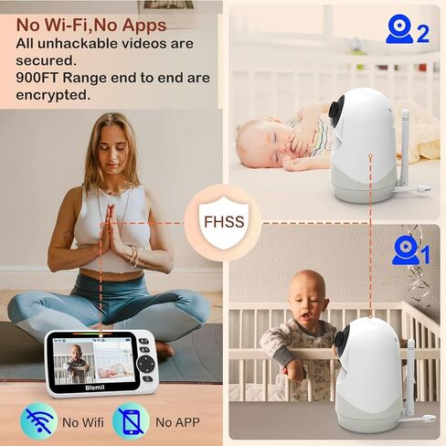Upgrade Video Baby Monitor with Camera and Audio 6" Large Screen, 35-Hrs Battery, No WiFi Baby Monitor, Remote Pan/Tilt/Zoom Camera, 2-Way Talk, Night Vision, Temperature, 1000ft Range in Saudi Arabia