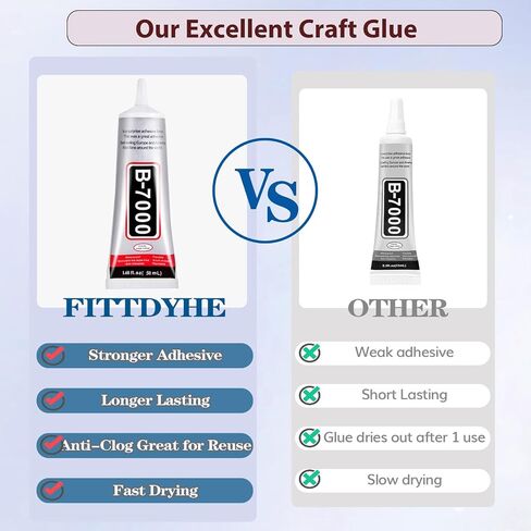 غراء مجوهرات B7000 لصناعة المجوهرات، FITTDYHE قطعتان 50 مل/1.69 أونصة سائلة غراء شفاف من حجر الراين غراء قماشي، لاصق فائق متعدد الأغراض B-7000 غراء لإصلاح الهاتف سحر زجاجي من الخشب in Kuwait