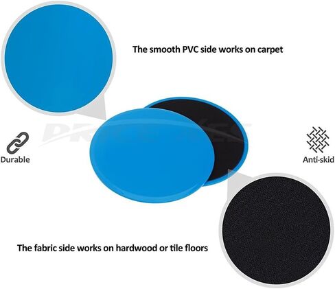 Core Exercise Sliders, Dual Sided Gliding Discs & Exercise Resistance Loop Bands & Pounch for Legs Butt Forearm Stretching Physical Therapy Use on Carpet or Hardwood Floors Home Ab Workout in Saudi Arabia
