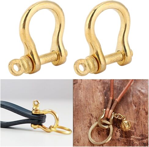 2PCS BRASS D RING MORKLALES ، 0.39in مقشود مفتاح ، مقفلة مرساة ذهبية ، فوب ، نوع U نوع في القيد ، مشبك حدوة الحصان المصغرة المحمولة لخطاف المفتاح 10 ملم in Saudi Arabia