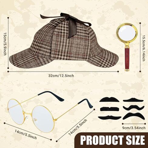 Detective Costume 11pc Accessories Set, Detective Hat Dress up Costume for Adults Men Women, Halloween Spy Costumes in Saudi Arabia