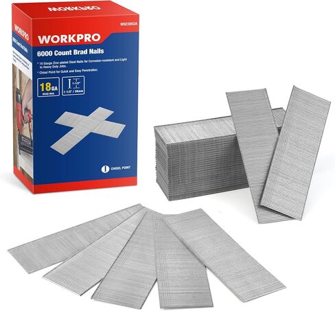 WORKPRO 1-1/2" 18 Gauge Brad Nails, 6000 Count Universal Brad Nails for Pneumatic, Electric Brad Nailer in Saudi Arabia