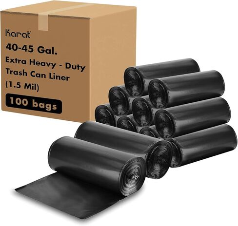 Karat منخفض الكثافة 40-45 جالون سلة المهملات ، 40 "× 46" ، 1.5 مل - 100/علبة in Kuwait