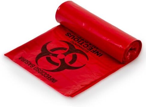 عام 23 "" × 23 "" 10 جالون الأكياس البلاستيكية الحمراء الحيوية Biohazard معدلات علبة العلبة (500 كيس) للقمامة ، المنزل ، المكتب ، الحمام- العلامة التجارية الجديدة 3519 in Saudi Arabia