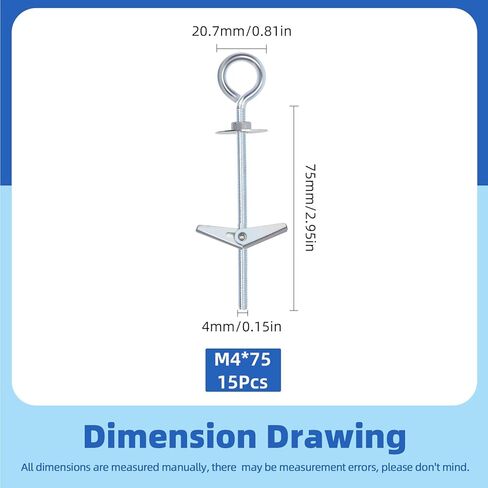 Glarks 15pcs M4 × 75 مم على شكل حرف O مراسي تبديل البراغي على شكل O على شكل حوائط جافة ، براغي تبديل ، مرساة الفراشة ، براغي جناح تبديل الزنبرك للسقف ، الصخور ، الجدار المجوف in Saudi Arabia