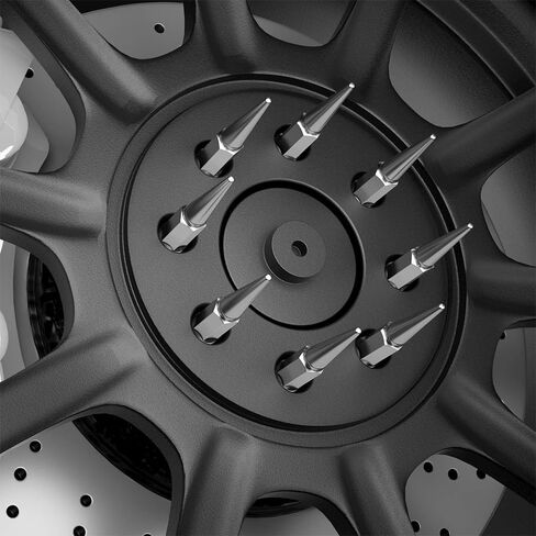 14mmx1.5 Wheel Spike Lug Nuts, 32 X Chrome M14x1.5 Lug Nut.4 Inch Tall Closed End Nuts with 1 Socket Key for Chevy Silverado, for GMC Sierra 1500 2500 3500, for F-250 F-350 2003-2024 in Kuwait