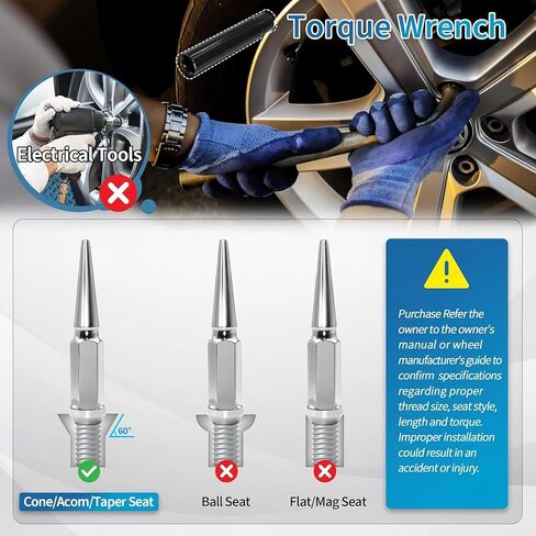 14mmx1.5 Wheel Spike Lug Nuts, 32 X Chrome M14x1.5 Lug Nut.4 Inch Tall Closed End Nuts with 1 Socket Key for Chevy Silverado, for GMC Sierra 1500 2500 3500, for F-250 F-350 2003-2024 in Kuwait