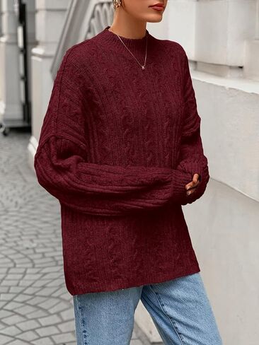 Prettygarden Womens Sweater 2025 Long Sleeve Crewneck Cable Sevents vensives pullover seam seam fall ompits in Kuwait