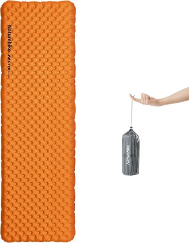 NatureHike Fltralight Doed Fad With R5.8 ، 3.2in shicked shicked tabledable double sleeping for themping ، المشي لمسافات طويلة ، التسلق مع حقيبة قابلة للنفخ (الفضة-الحركية) in Saudi Arabia