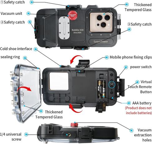 Aluminum Alloy Waterproof Diving Housing for GoPro Hero 4K - 263FT/80M Underwater Case with Mount, Protective Dive Case Shell Compatible for Hero 4K 2024 Action Camera Accessories Kit in Saudi Arabia
