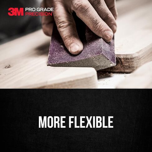 3M Pro Grade Precision 3-in-1 Sanding Sponge, 180 Grit Medium, for Woodworking, Drywall Prep, and Refinishing, 2.5 in x 4.5 in x 1 in in Saudi Arabia