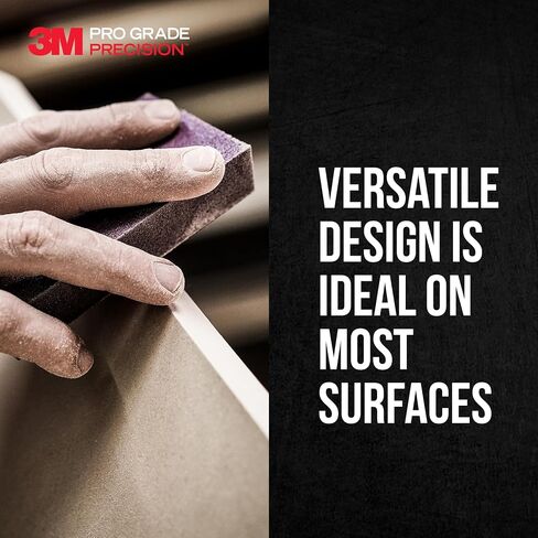 3M Pro Grade Precision 3-in-1 Sanding Sponge, 180 Grit Medium, for Woodworking, Drywall Prep, and Refinishing, 2.5 in x 4.5 in x 1 in in Saudi Arabia