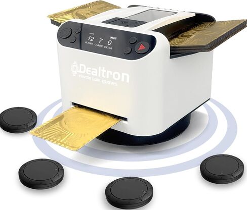 All-in-One Automatic Card Shuffler and Dealer,with 4 Remotes,Programmable Dealer,Card Shuffler 2 Deck,360° Rotation,Ultra Quiet,Rechargeable,up to 12 Players,for All Card Games (Jet Black) in Saudi Arabia