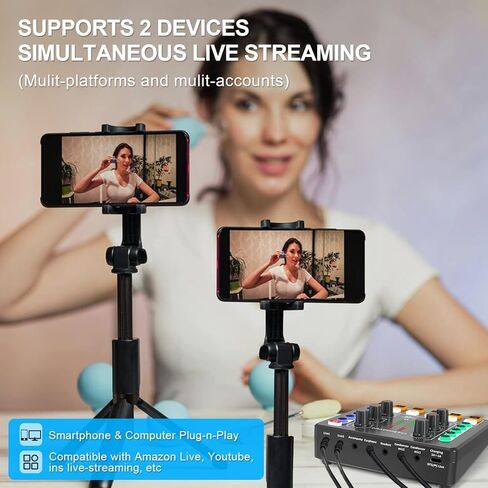 Podcast Equipment Bundle Audio Interface, DJ Mixer, BM-800 Condenser Microphone, Studio Equipment with Mic Arm, Bluetooth for Streaming, Voice Over, Singing, PC in Saudi Arabia