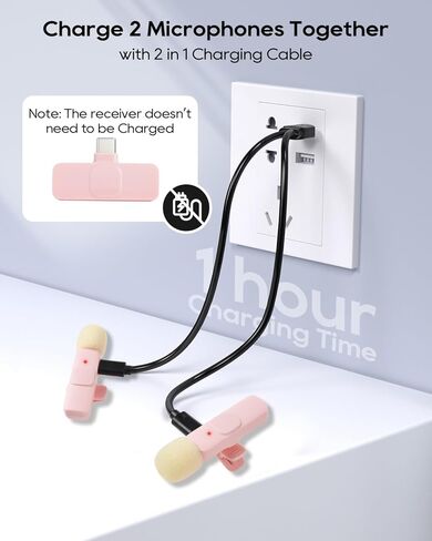 USB C Phone Microphone for iphone Android Tablet ipad PC Wireless Lavalier Mini Mic for Content Creator Video Recording Vlogging Youtube Tiktok Podcast Interview Usbc Microphones Small Mics Rose Pink in Saudi Arabia