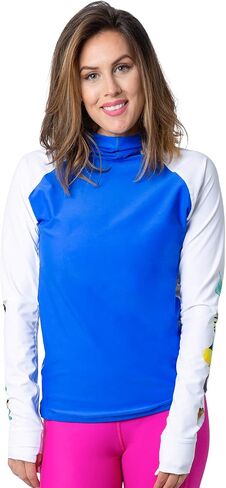 Tuga Women's Snorkel Hooded Rashguard, Hawaii Fish ID, UPF 50+, USA Made in Saudi Arabia