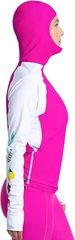 Tuga Women's Snorkel Hooded Rashguard, Hawaii Fish ID, UPF 50+, USA Made in Saudi Arabia