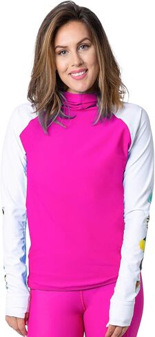 Tuga Women's Snorkel Hooded Rashguard, Hawaii Fish ID, UPF 50+, USA Made in Saudi Arabia