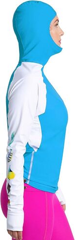 Tuga Women's Snorkel Hooded Rashguard, Hawaii Fish ID, UPF 50+, USA Made in Saudi Arabia