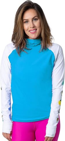 Tuga Women's Snorkel Hooded Rashguard, Hawaii Fish ID, UPF 50+, USA Made in Saudi Arabia