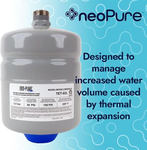 الخزان الحراري NEO-Pure 0.52 غال-3/4 "Mnpt-يحافظ على ضغط آمن لسخانات المياه مع منع حدوث تدفق خلفي ، واللهى البوتيل والتشطيب المقاوم للتآكل (أبيض) in Kuwait