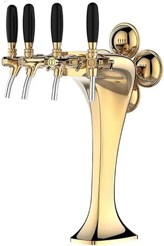 4 Taps Stainless Steel Tower, Pipe Tower Kegerator, with LED Beer Labels, Electroplating Surface (Gold/Sliver),Silver in Saudi Arabia