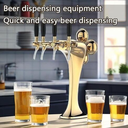4 Taps Stainless Steel Tower, Pipe Tower Kegerator, with LED Beer Labels, Electroplating Surface (Gold/Sliver),Silver in Saudi Arabia