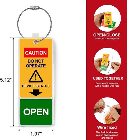 Lockout Tagout Tags (30-Pack) - 0.03" Thick PVC Loto Safety Tags,Danger Do Not Operate Rewritable Labels with Brass Grommet & 30 Ties for Industrial Equipment Repair (BD-P01Y-30PCS) in Kuwait