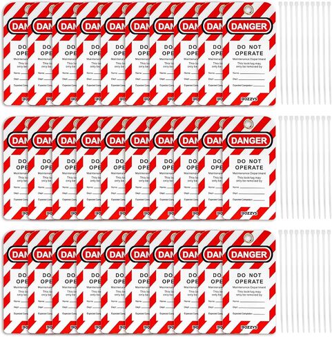 Lockout Tagout Tags (30-Pack) - 0.03" Thick PVC Loto Safety Tags,Danger Do Not Operate Rewritable Labels with Brass Grommet & 30 Ties for Industrial Equipment Repair (BD-P01Y-30PCS) in Kuwait