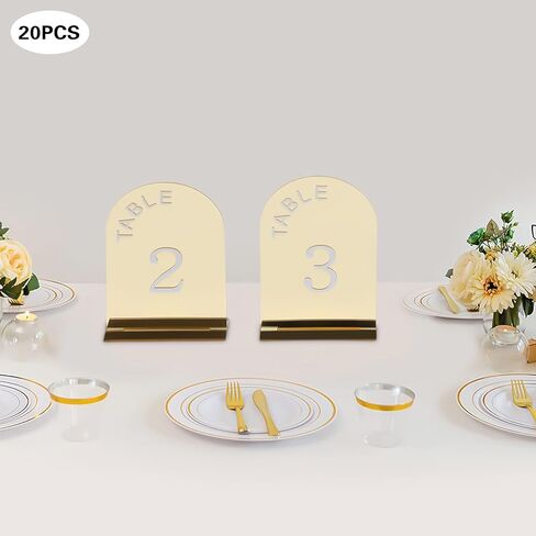 20 Pcs Wedding Numbers Mirror Acrylic Table Number Table Sign Numbers in Kuwait