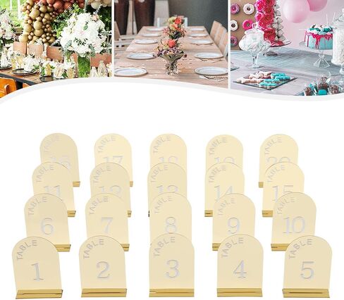 20 Pcs Wedding Numbers Mirror Acrylic Table Number Table Sign Numbers in Kuwait