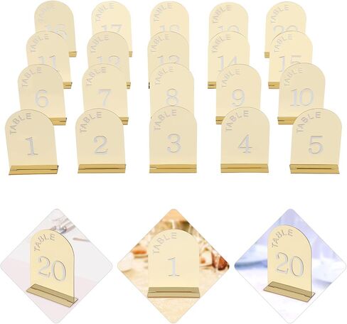 20 Pcs Wedding Numbers Mirror Acrylic Table Number Table Sign Numbers in Kuwait