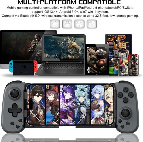 arVin Mobile Game Controller for iPhone 16/15/14/iPad/Galaxy S24/23/22/Android Phone/Tablet, Wireless Gamepad for Xbox Cloud Gaming/PS Remote Play/Call of Duty Warzone Mobile/Genshin/Roblox/Diablo in Kuwait