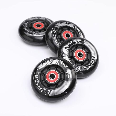 Inline Skate Replacement Wheels with Bearings, 60-80mm PU, 90A Durometer, 8-Pack (8, B, 60MM) in Saudi Arabia