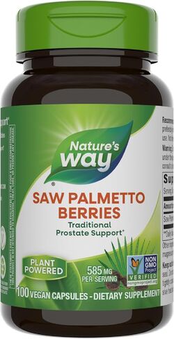 Nature's Way Saw Palmetto Berries, Traditional Prostate Support*, 585 mg per Serving, Non-GMO Project Verified, Vegan, 180 Capsules (Packaging May Vary) in Saudi Arabia