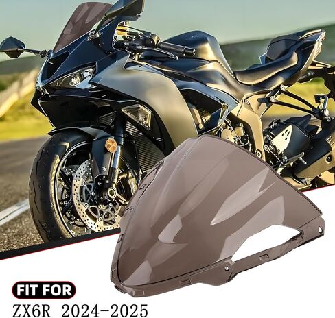 PSLER ZX6R Windshield for ZX6R 2024,Double Bubble Windshield ZX-6R Accessories Motorcycle Windscreen ZX 6R(Black) in Kuwait
