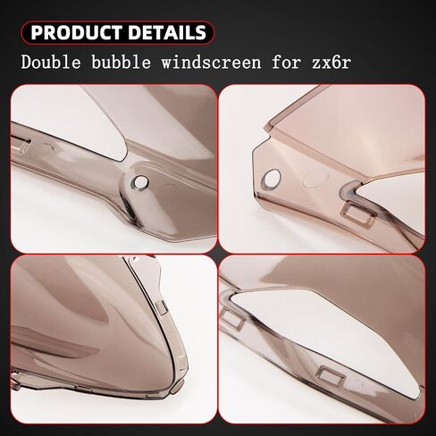 PSLER ZX6R Windshield for ZX6R 2024,Double Bubble Windshield ZX-6R Accessories Motorcycle Windscreen ZX 6R(Black) in Kuwait