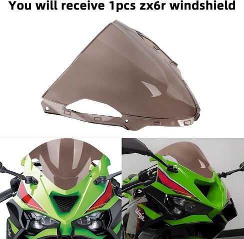 PSLER ZX6R Windshield for ZX6R 2024,Double Bubble Windshield ZX-6R Accessories Motorcycle Windscreen ZX 6R(Black) in Kuwait