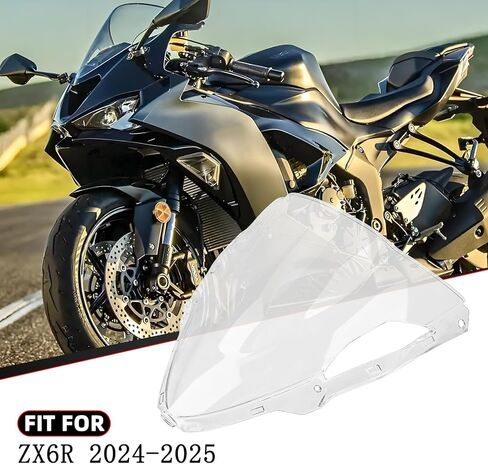 PSLER ZX6R Windshield for ZX6R 2024,Double Bubble Windshield ZX-6R Accessories Motorcycle Windscreen ZX 6R(Black) in Kuwait
