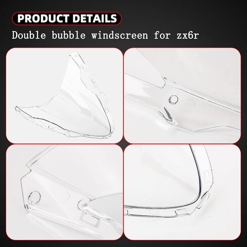PSLER ZX6R Windshield for ZX6R 2024,Double Bubble Windshield ZX-6R Accessories Motorcycle Windscreen ZX 6R(Black) in Kuwait