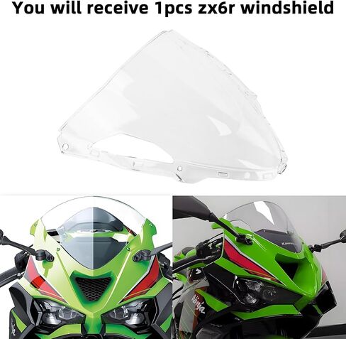 PSLER ZX6R Windshield for ZX6R 2024,Double Bubble Windshield ZX-6R Accessories Motorcycle Windscreen ZX 6R(Black) in Kuwait
