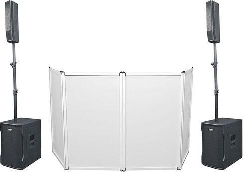 Rockville Bundle: (2) نظام SPECTER ROCKVILLE PRO/DJ SPEALER SPECERER SPECERER و (1) كشك إطار الوزن الخفيف و (2) ROCKVILLE LED DMX DJ Club Wash Up-Light+Remote (5 عناصر) in Kuwait