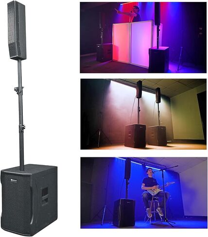 Rockville Bundle: (2) نظام SPECTER ROCKVILLE PRO/DJ SPEALER SPECERER SPECERER و (1) كشك إطار الوزن الخفيف و (2) ROCKVILLE LED DMX DJ Club Wash Up-Light+Remote (5 عناصر) in Kuwait
