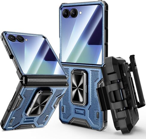 خضار لـ Galaxy Z Flip 6 CASE ، 360 ° RING RING KICKSTAND & CLIP CLIP الحافظة وحماية شاشة الكاميرا الزجاجية المقسى وحماية المفصلات ، علبة مقاومة للصدمات لـ Samsung Flip 6 5G - Black in Kuwait