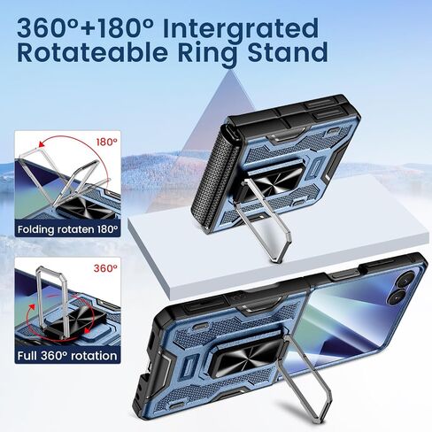 خضار لـ Galaxy Z Flip 6 CASE ، 360 ° RING RING KICKSTAND & CLIP CLIP الحافظة وحماية شاشة الكاميرا الزجاجية المقسى وحماية المفصلات ، علبة مقاومة للصدمات لـ Samsung Flip 6 5G - Black in Kuwait
