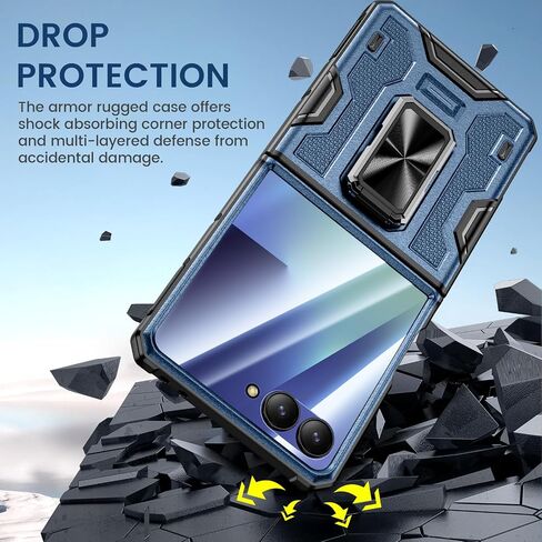 خضار لـ Galaxy Z Flip 6 CASE ، 360 ° RING RING KICKSTAND & CLIP CLIP الحافظة وحماية شاشة الكاميرا الزجاجية المقسى وحماية المفصلات ، علبة مقاومة للصدمات لـ Samsung Flip 6 5G - Black in Kuwait